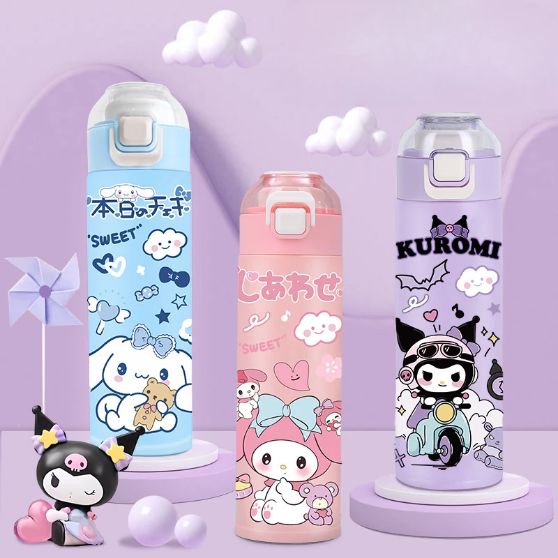 

Sanrio мультфильм kuromi Cinnamoroll My melody аниме детский термос портативная Милая чашка для воды 316 из нержавеющей стали kawaii