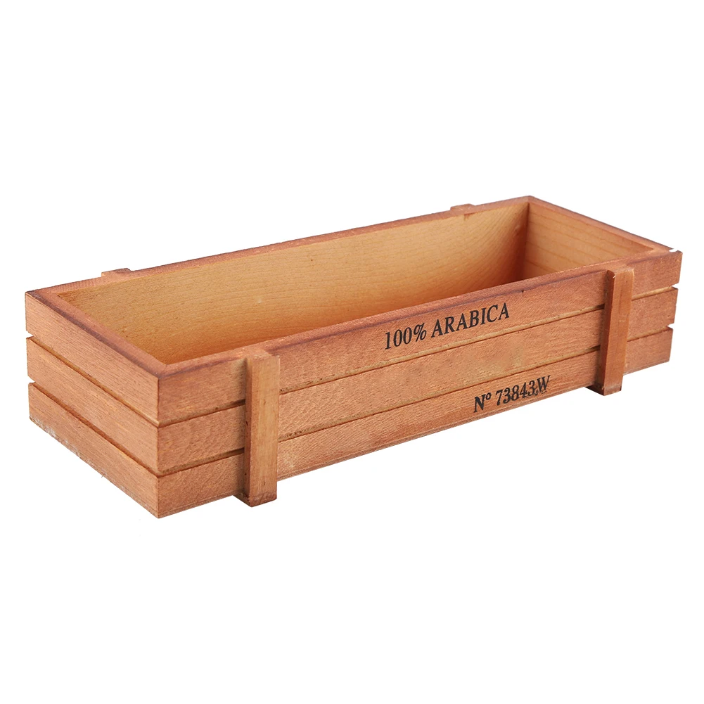 Vintage houten bloempot succulenten pot rechthoekige doos retro tuinplantenpot houten opbergdoos voor thuis bureau opbergbak