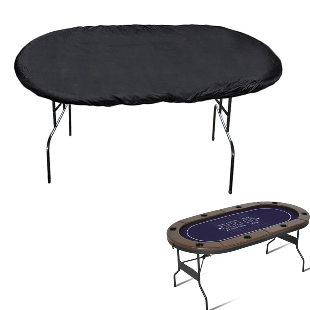 Waterproof Oval Poker Table Cover 420D Oxford Fabric With Drawstring For 244x122cm Game Table Outdoor Patio Furniture