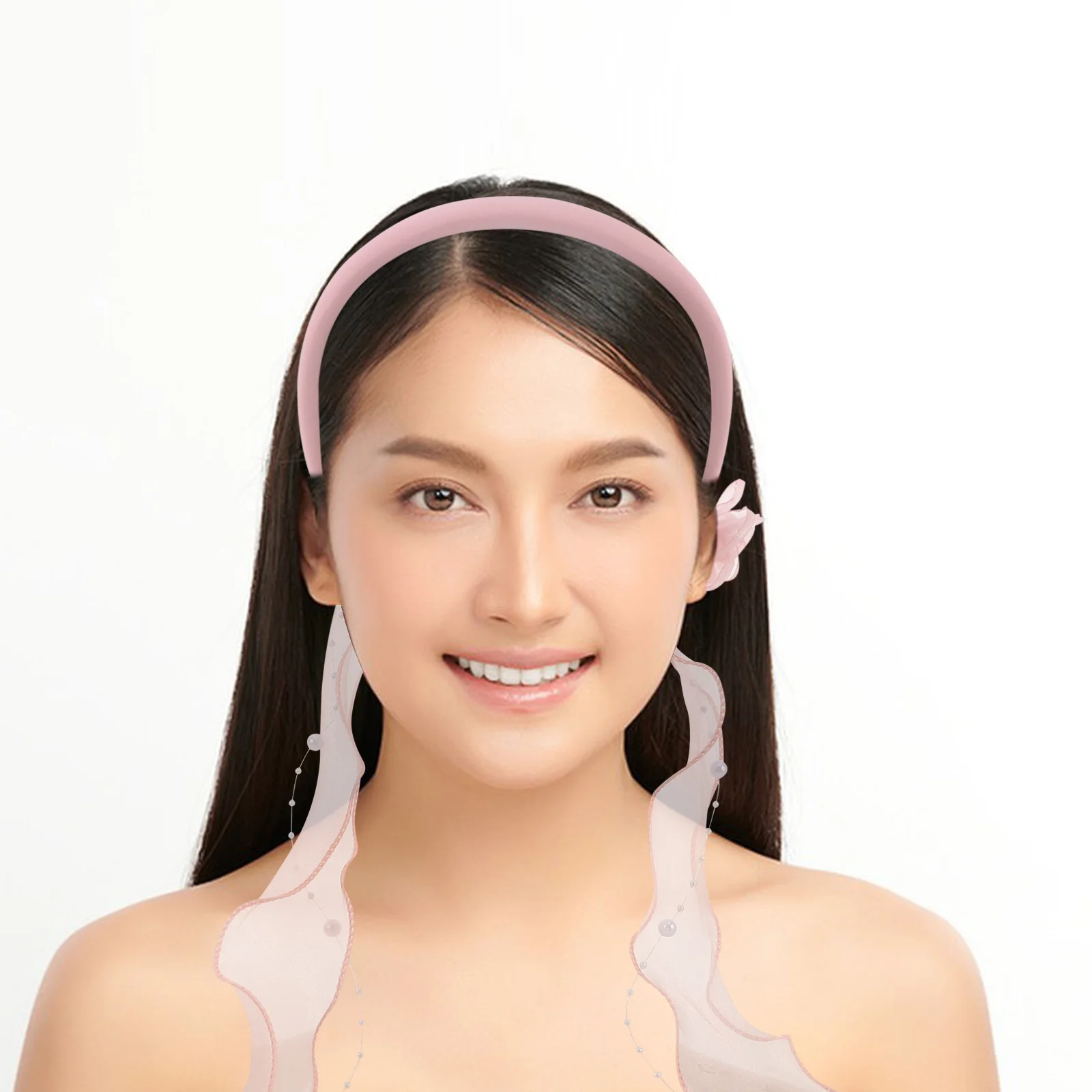 

Romantic Headdress Floral Mesh Headband Spring Look Delicate Flowers Styling Accessory for Women Girls Fashion