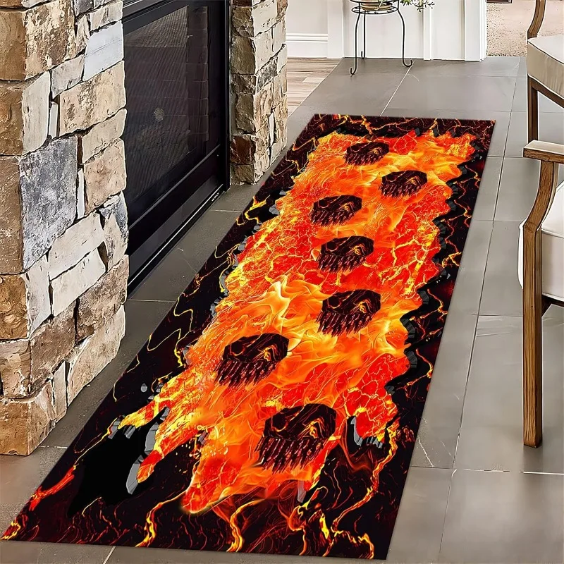 3D-Teppich mit optischer Täuschung, Lava-Druck, modisch, trendig, Heimdekoration, Bodenmatte, wasserabsorbierender, rutschfester Teppich für Wohnzimmer und Schlafzimmer