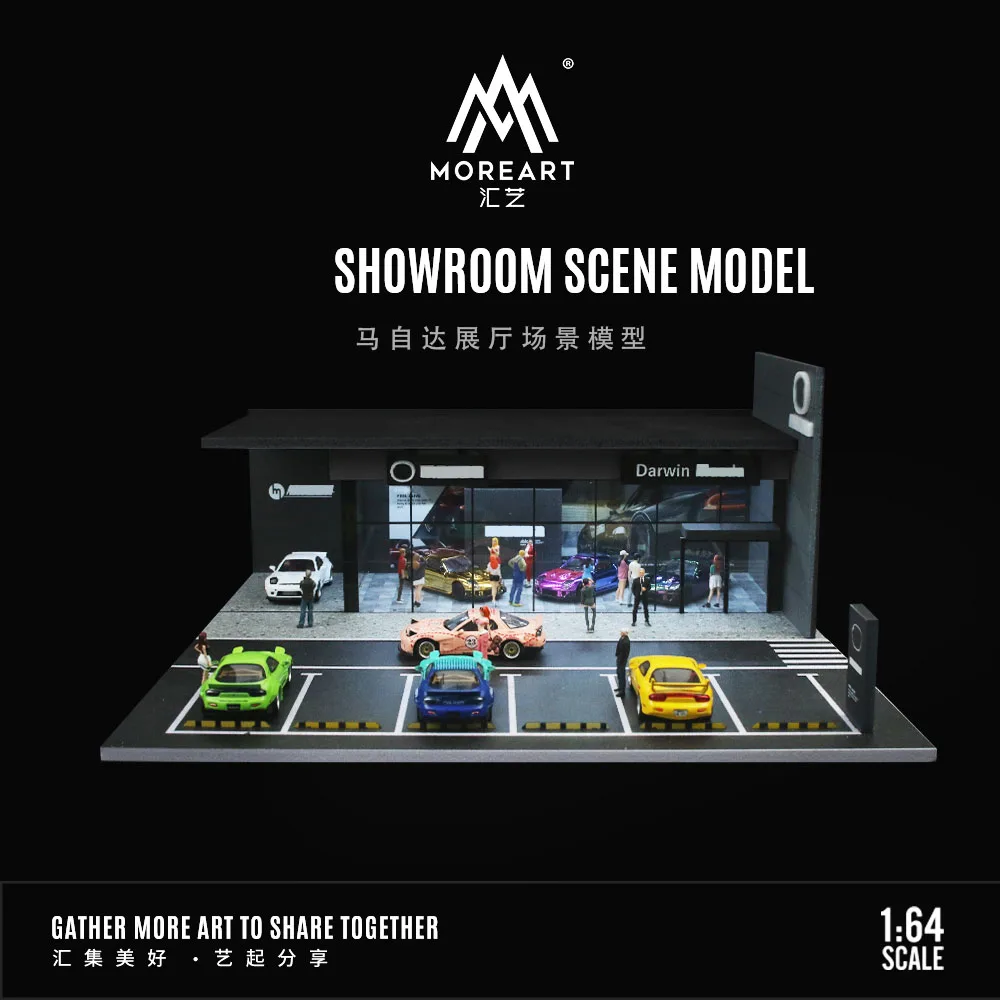 

MoreArt: 1:64 4S Shop Car Showroom Lighting Diorama, парковка для дисплея/подарков/коллекции