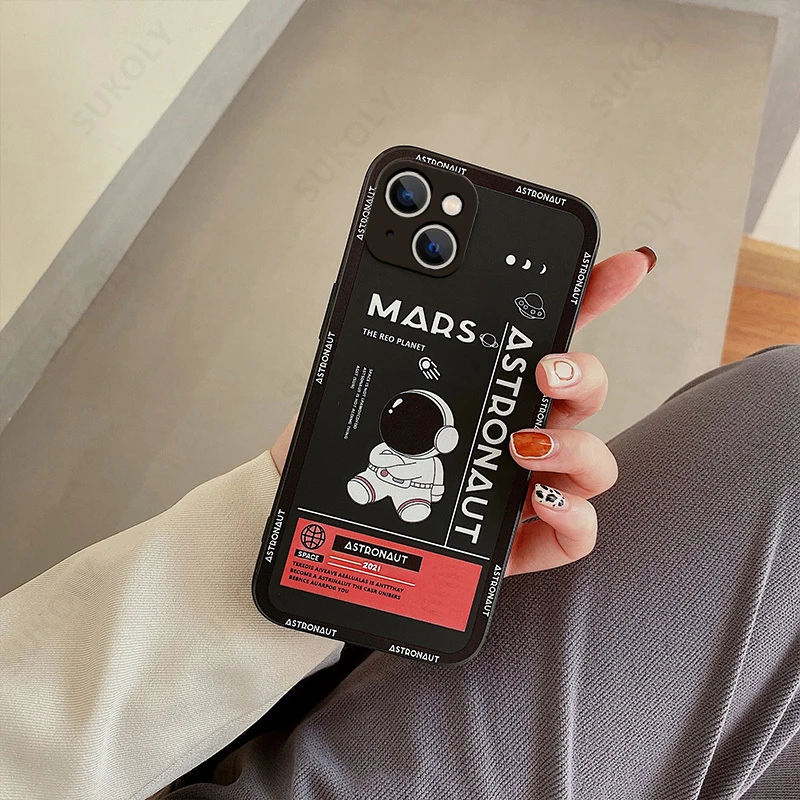 Mars-Astronauten-Druckhülle für iPhone 17e 18 17 16 15 Pro Max 14 13 Pro Max 16e Stoßfeste Silikon-Soft-TPU-Handyhülle Funda – Detail 8