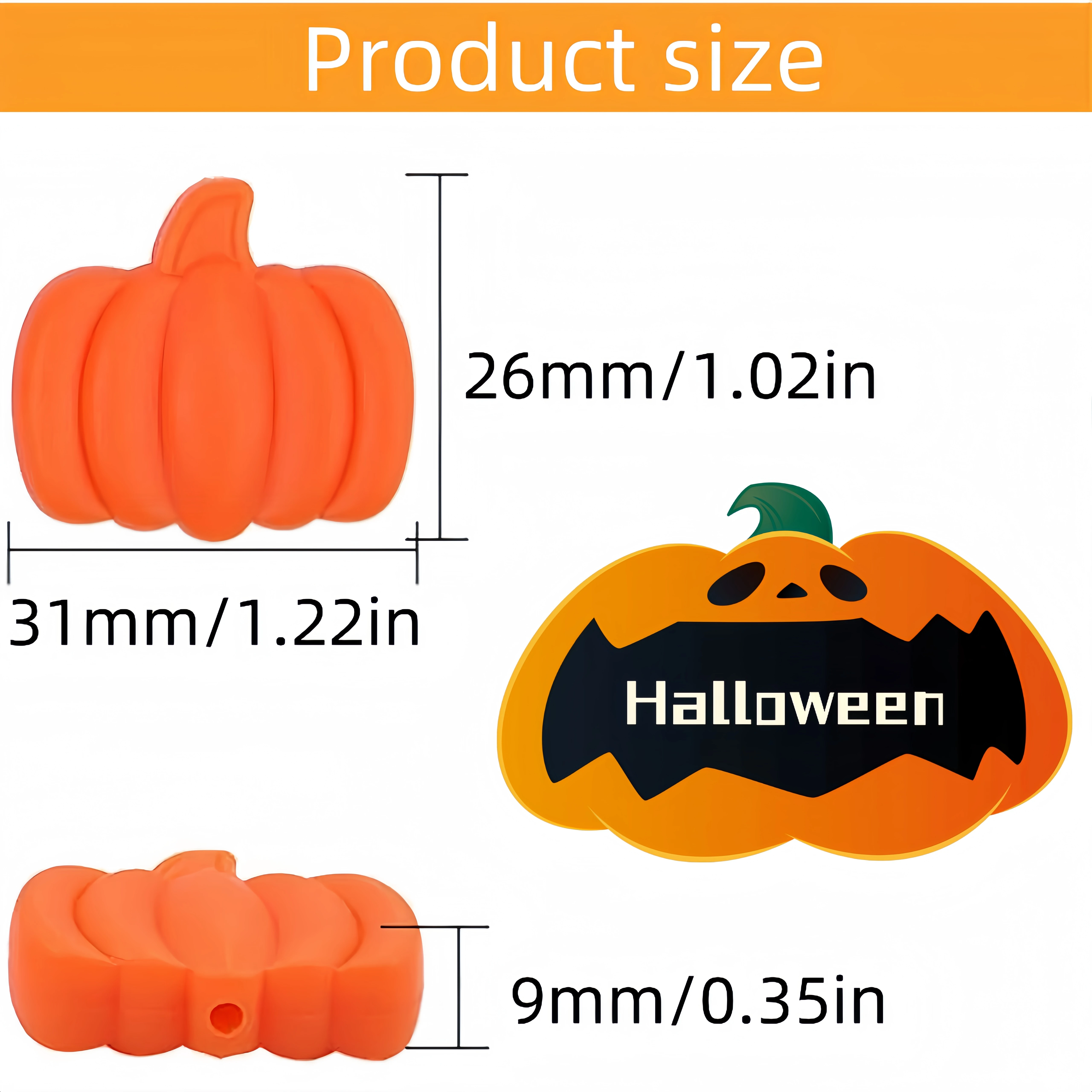 5/10Pcs Pumpkin Beads,Shaped Halloween Crafts Beads,Lovely Flat Beads,Loose Large Hole Spacer Beads,For Jewelry Making DIY Bangle Necklace