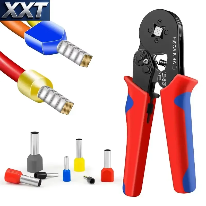 XXT for HSC8 6-4A Carbon Steel Crimping Tool 0.25-10mm Ferrule Tubular Terminals 23-7AWG Electrician Wire Pliers