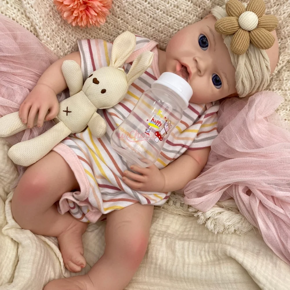 20Inch Full Silicone Reborn Girl Real Touch Handmade Realistic Visible Veins Weighted Newborn Doll Educational Pretend Play Gift for Elderly