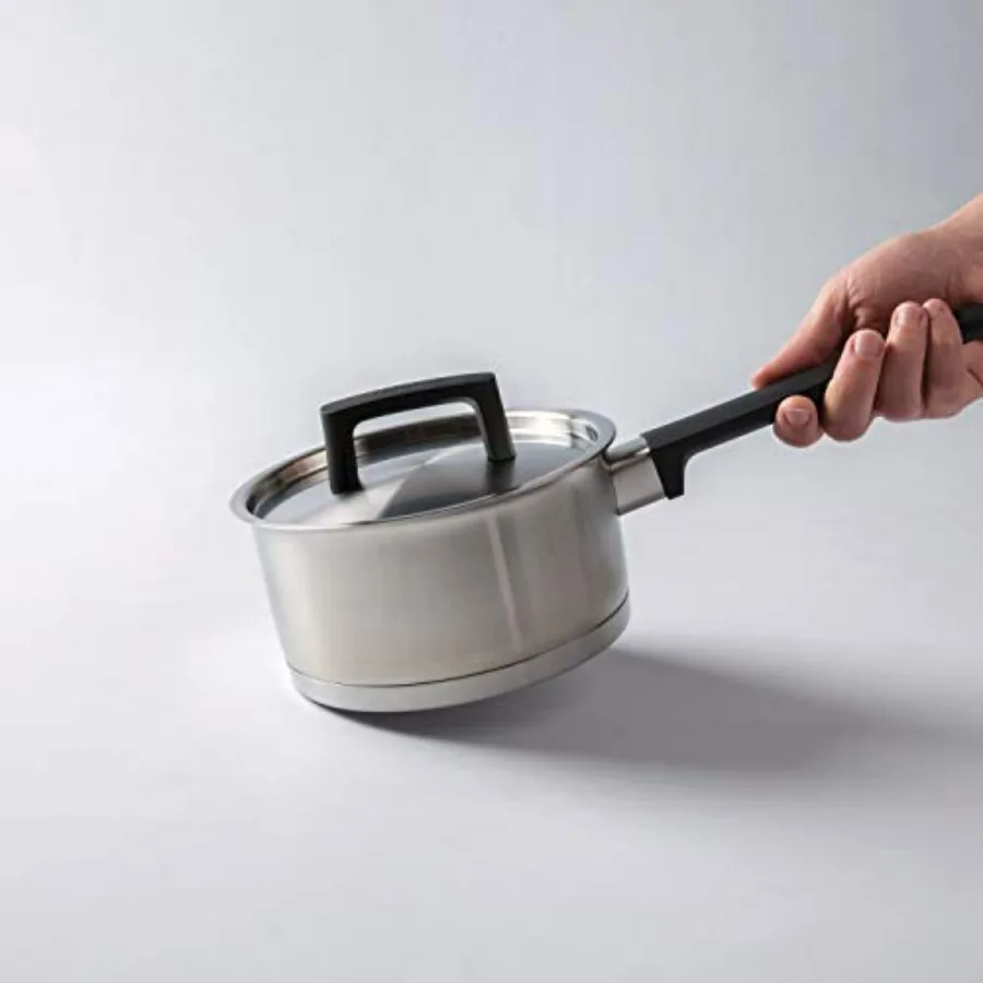 RON 18 10 مقلاة صلصة مغطاة بالفولاذ المقاوم للصدأ 6.25 1.5 qt الفضة التعريفي كوكتوب StayCool مقبض مطابقة غطاء دائم 5Ply Mate