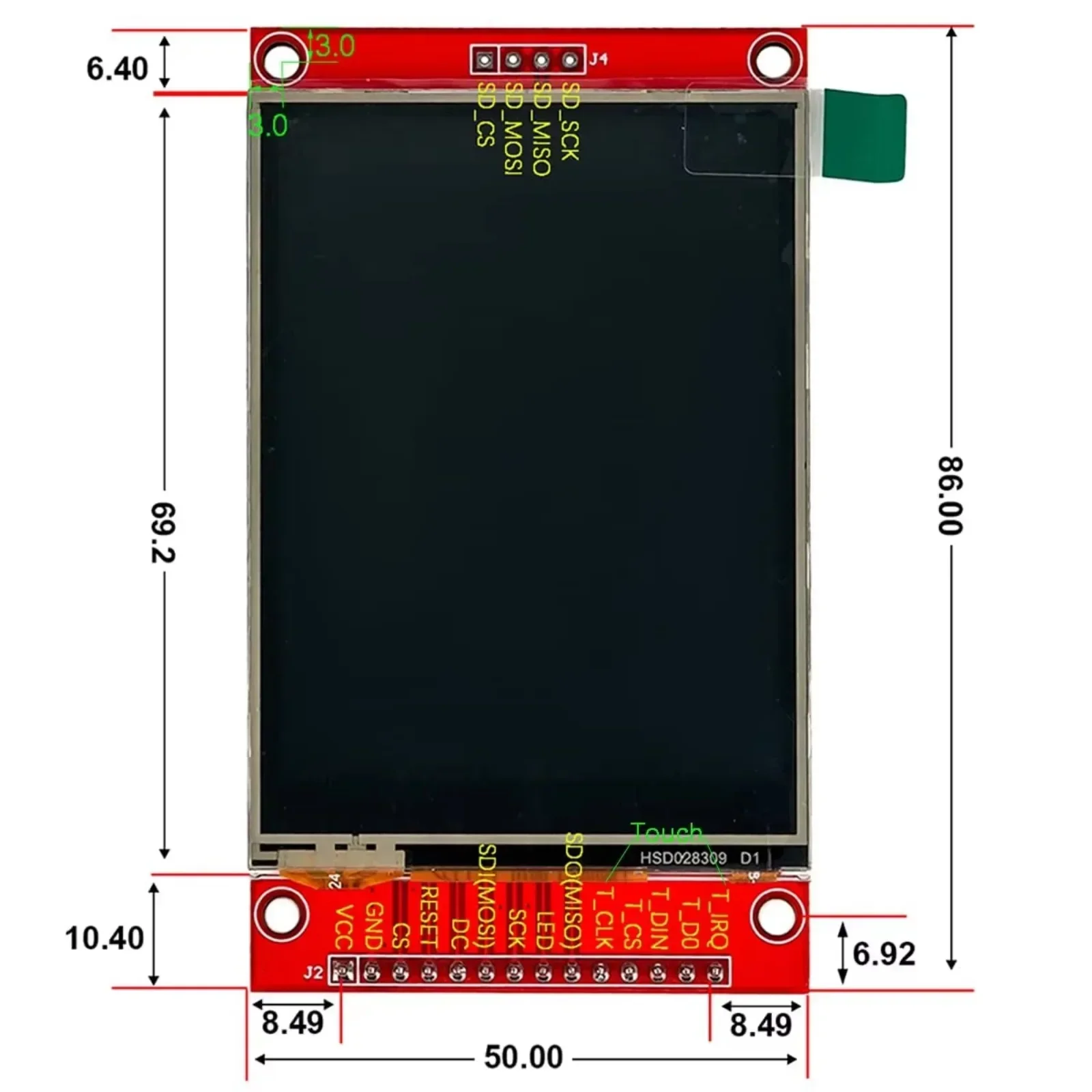 ILI9341 2.8 polegadas 320x240 SPI TFT LCD Módulo de tela de toque resistiva 5V com slot para cartão para Arduino 2560 ESP32