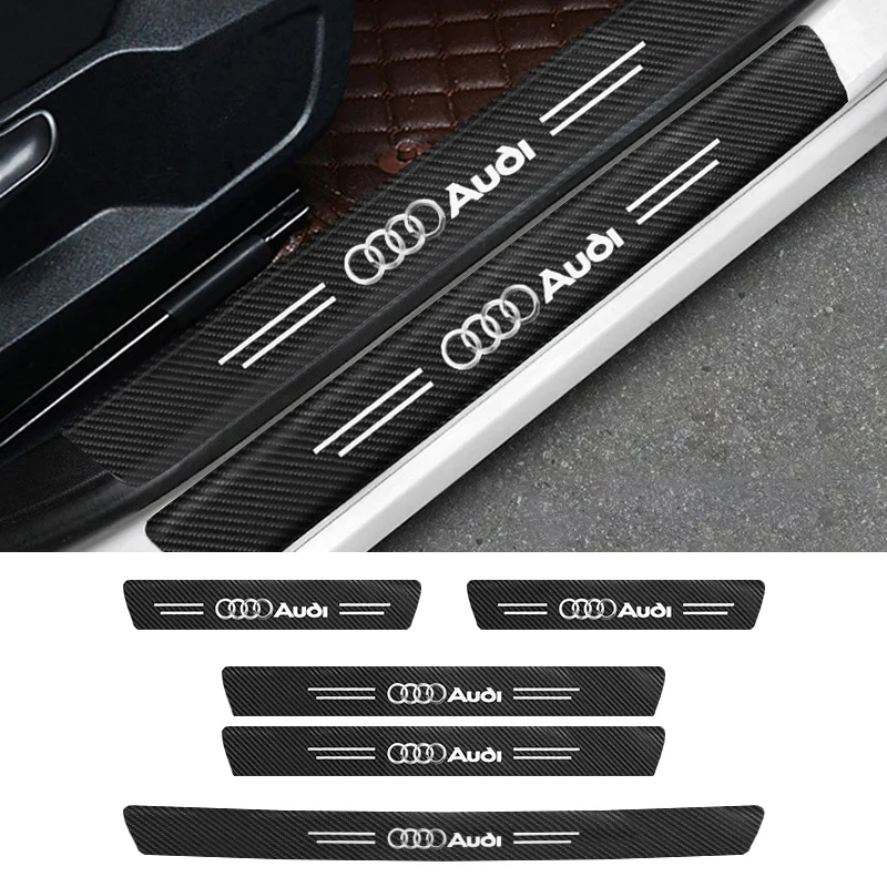 1/4/5Pcs Car Door Sill Scuff Plate Decor Carbon Fiber Stickers For Audi A1 A2 A3 A4 A5 A6 A7 A8 Q1 Q2 Q3 Q4 Q5 Q6 Q7 Q8 TT S5 B8
