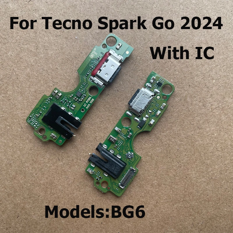 New For Tecno Spark Go 2024 BG6 Fast USB Charging Dock Port Mic Microphone Connector Board Flex Cable Repair Parts