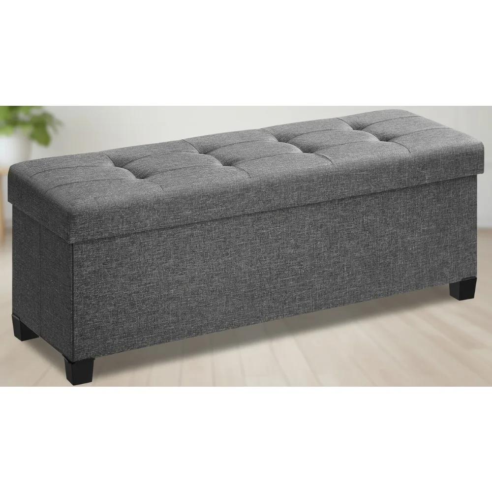 

Foldable Storage Ottoman Bench with Legs, 660lb Capacity Foot Rest, Multi-Functional Chest for Living Room Bedroom
