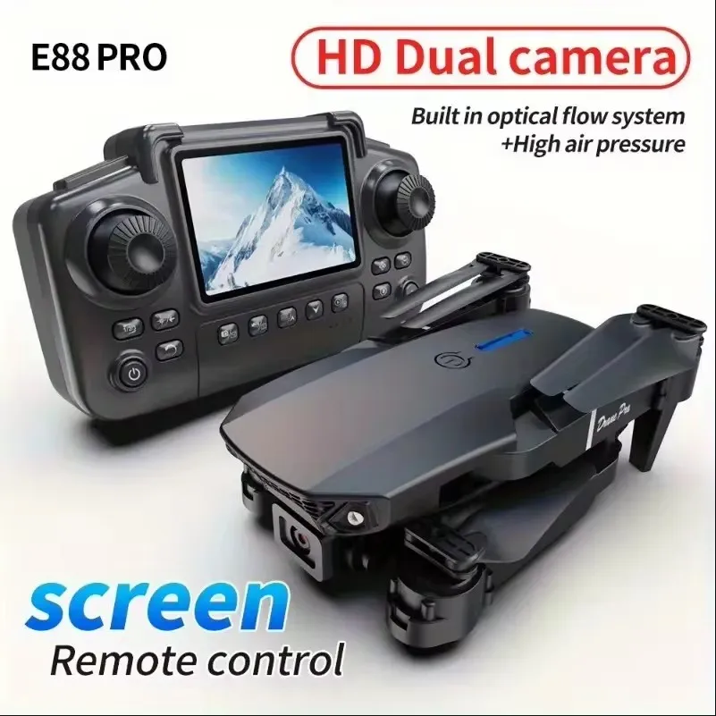 E88 الهواء التحكم في الشاشة الطائرة بدون طيار المهنية واسعة RC درون HD 4K كاميرا طوي هليكوبتر الطائرات كوادكوبتر الطائرة بدون طيار طفل دمى هدايا