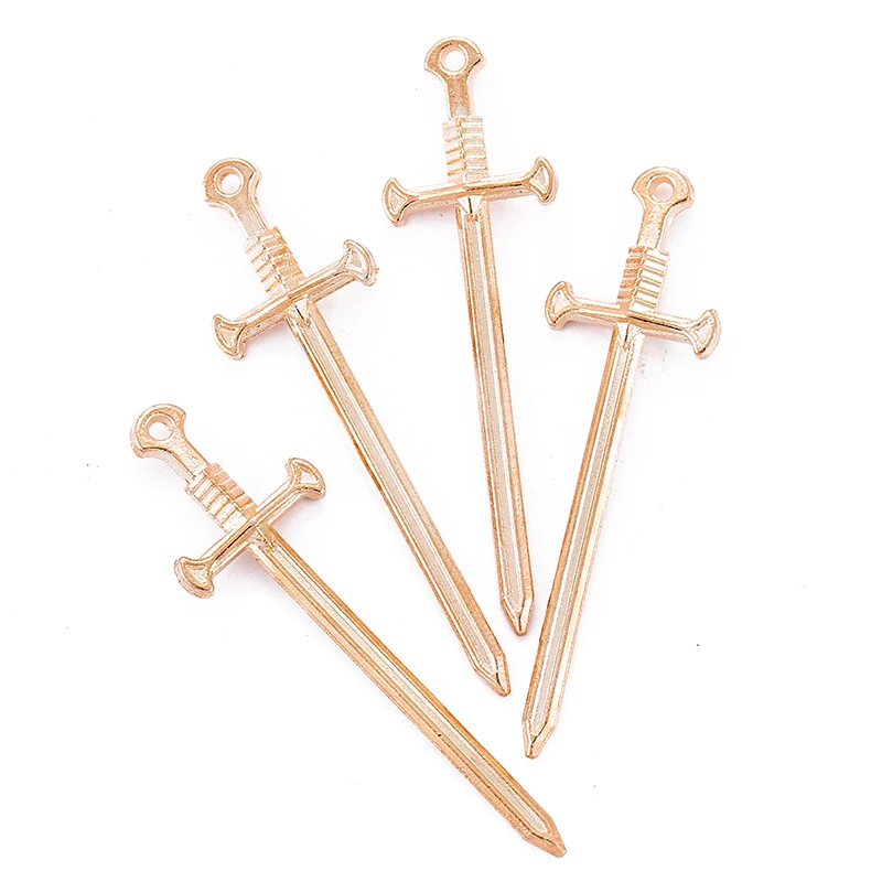 8pcs 7 colors Alloy Antique Knight Sword Charms for Jewelry Making DIY Handmade Weapons Personality Necklace Pendant