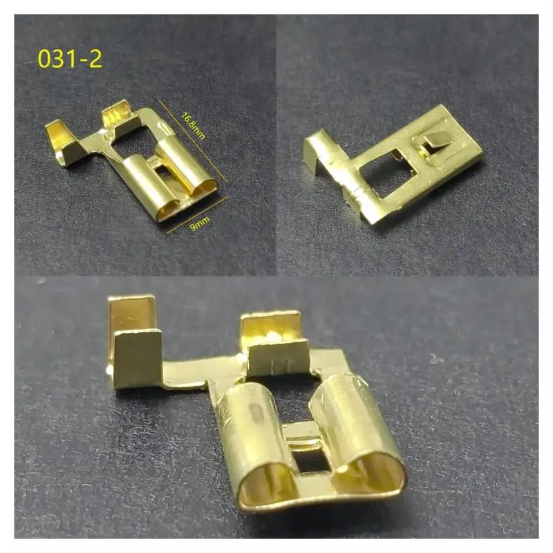 50-200Pcs 6.3mm Brass Crimp ,Molding Terminal Female Spade Connector H4 9003  Bend Angle Car Socket Pins DJ6211B-D6.3A