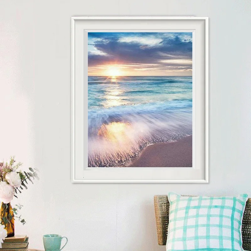 Full Diamond Diamond Painting Sea And Sky A Colour Paste Diamond Masonry Living Room Cross Stitch Diamond Embroidery