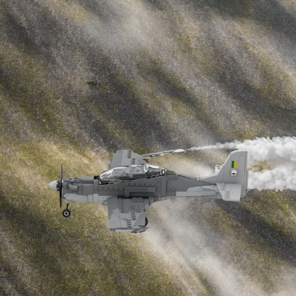 

387 шт. MOC Embraer EMB-312 Tucano с вращающимся пропеллером DIY модель строительные блоки игрушки на день рождения подарок для авиационных коллекционеров