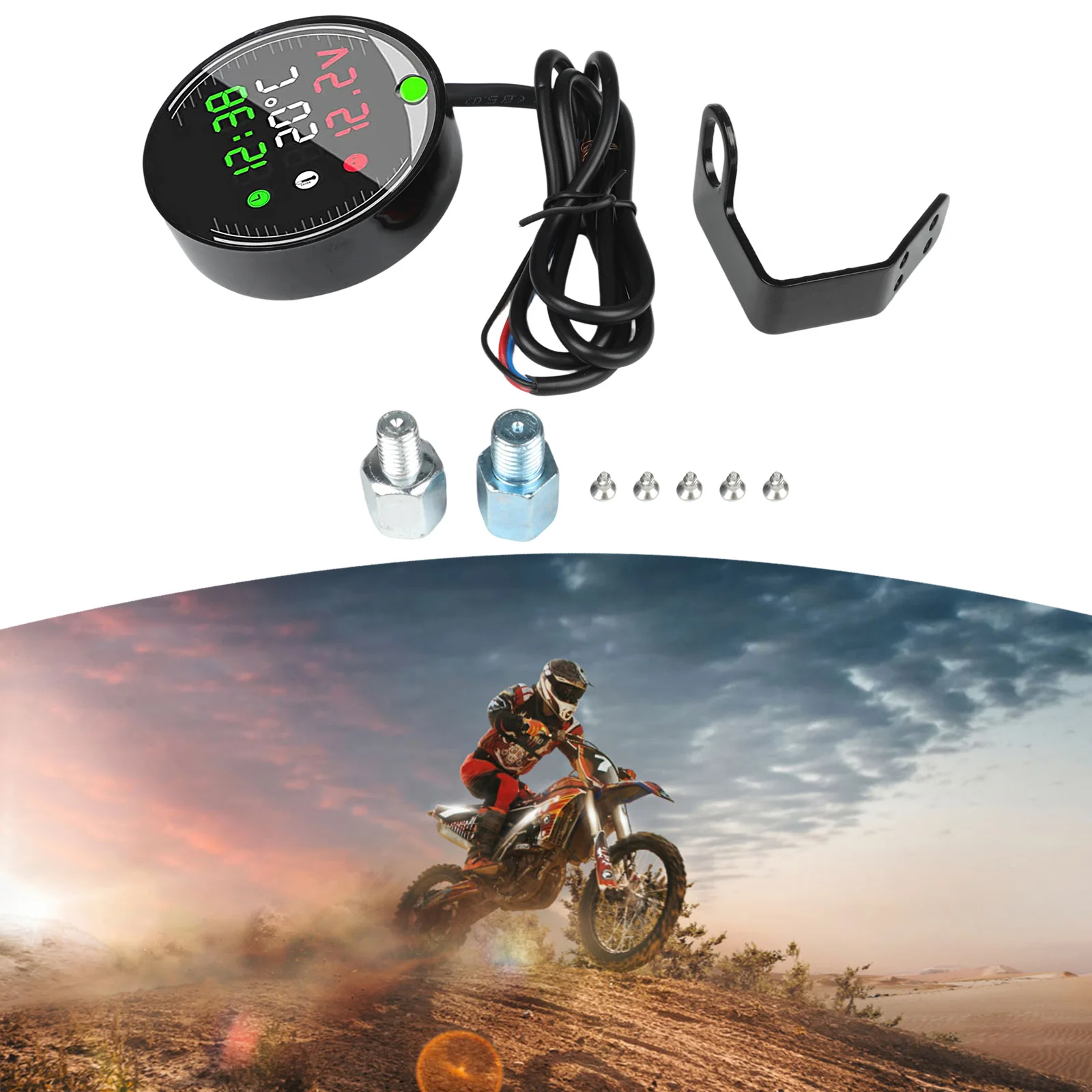 Panel Digital Display Voltmeter Ambient Temperature Meter 9-24V Compatibility Motorcycle Performance Monitoring