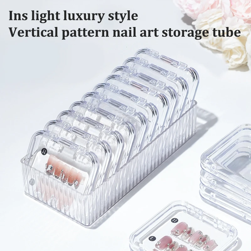 

Fake Nails Storage Box Transparent Plastic Case Square Small Jewelry Display Packaging Organizer Box Storage Holder