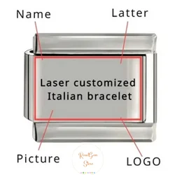 2024 gorąca sprzedaży spersonalizowane laserowe dostosowane LOGO włoski moduł Charm bransoletka 9mm DIY jednolity sekcja kombinowane bransoletki