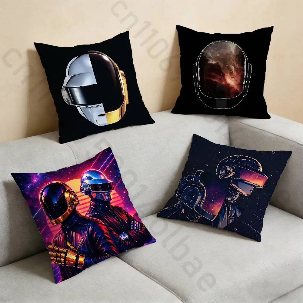 D-Daft P-Punk Band Pillow Case Anti-dustmite Pillowcase Invisible zipper silky short plush Sofa cushion cover
