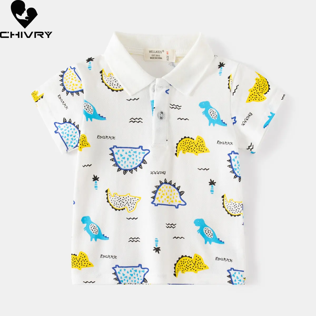 Jungen Mode Polo Shirts Neue 2023 Sommer Baby Jungen Nette Cartoon Dinosaurier Druck Kurzarm Revers T-shirt Tops Kinder Kleidung