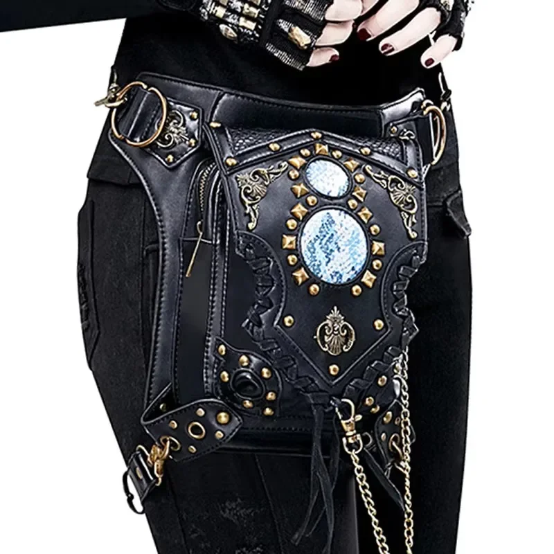 Gothic Motorcycle Drop leg Thigh Bag Men Waist Bags Women Steampunk Crossbody Bag Skull Hip Belt Holster Bag Travel Pack Pouch