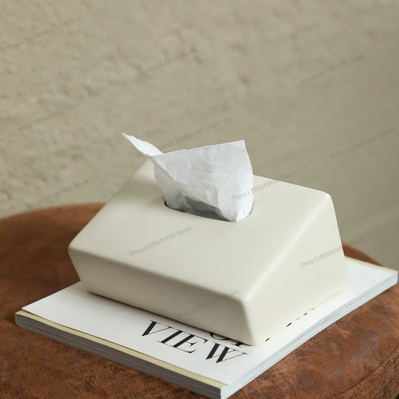 For Modern Minimalist Geometric Ceramic Tissue Box Decoration for Living Room, Coffee Table, Dining Table Decoration