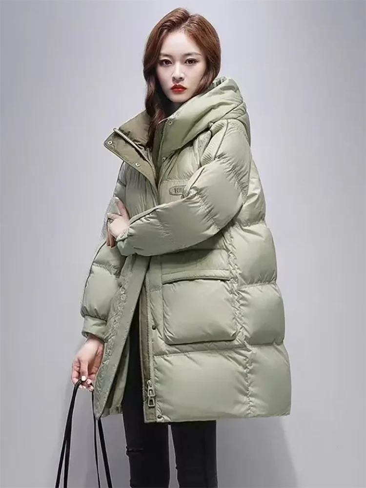 Veste rembourrée en coton pour femme, pardessus mi-long, épais et chaud, Parka, coréen, ample, à capuche, nouvelle collection hiver 2025