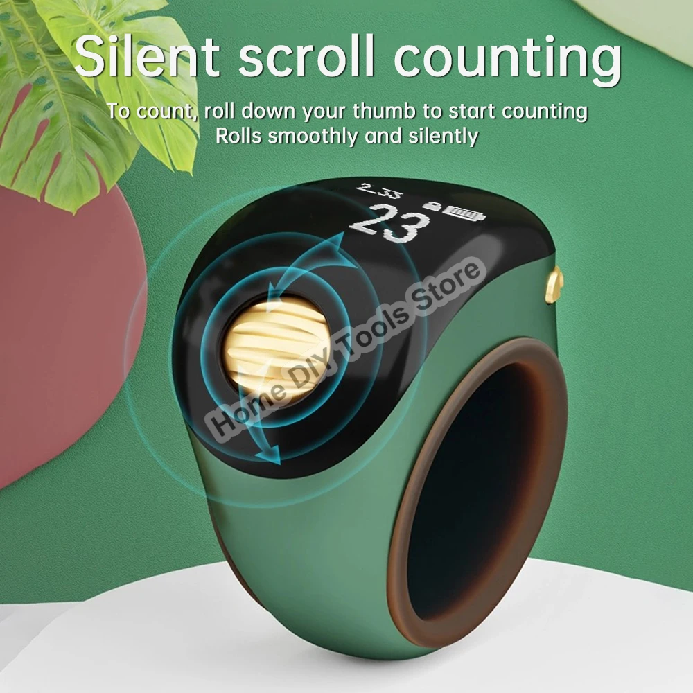 Handheld Electronic Led Digital Counter Type-c Rechargeable Mini Ring Shape Finger Counter for Muslim Prayer Meditation