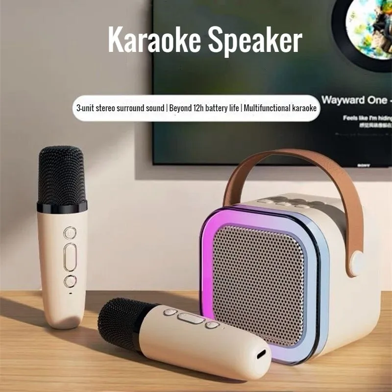 K12 Karaoke Machine Portable Bluetooth 5.3 PA Speaker System with 1-2 Wireless Microphones Home Family Singing Kids Xmas Gifts