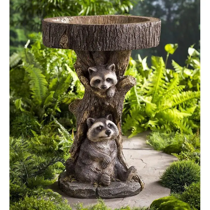 

Garden decoration ornaments crafts ornaments birds drinking water resin raccoon outdoor pastoral courtyard bonsai