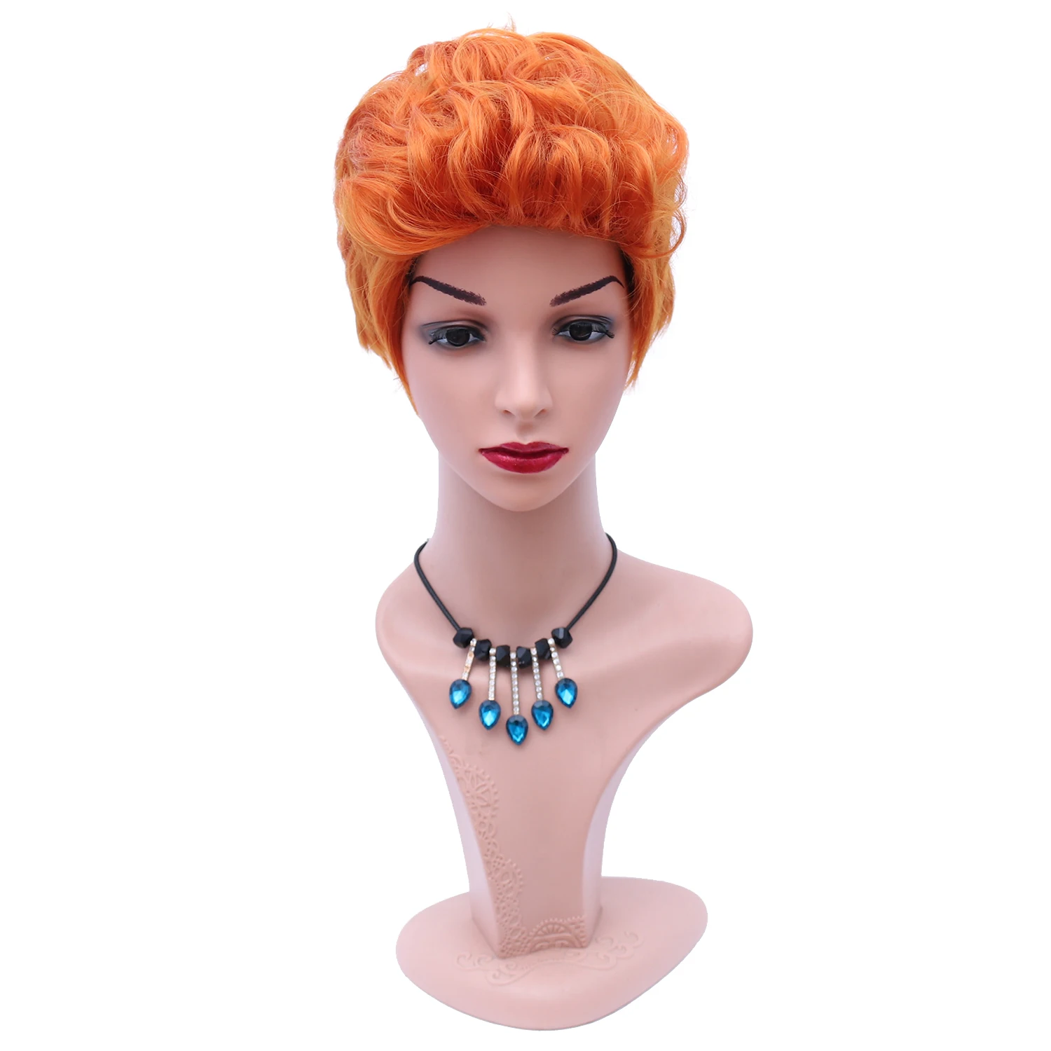 

Women's Wig Headgear, Orange Elf Short Hair, Synthetic Hair, Heat-Resistant, Suitable for Any Occasion