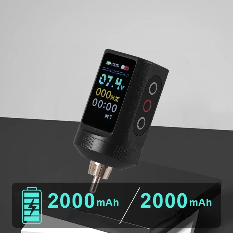Fuente de alimentación inalámbrica para máquina de tatuaje, accesorio portátil con pantalla Digital a Color, 2000mAh