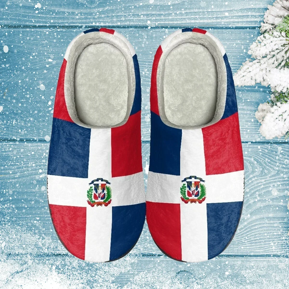 

New Trend Winter Cotton Slippers Dominican Republic Flag Anti-slip Home House Shoes Wear-Resistant Slides Unisex