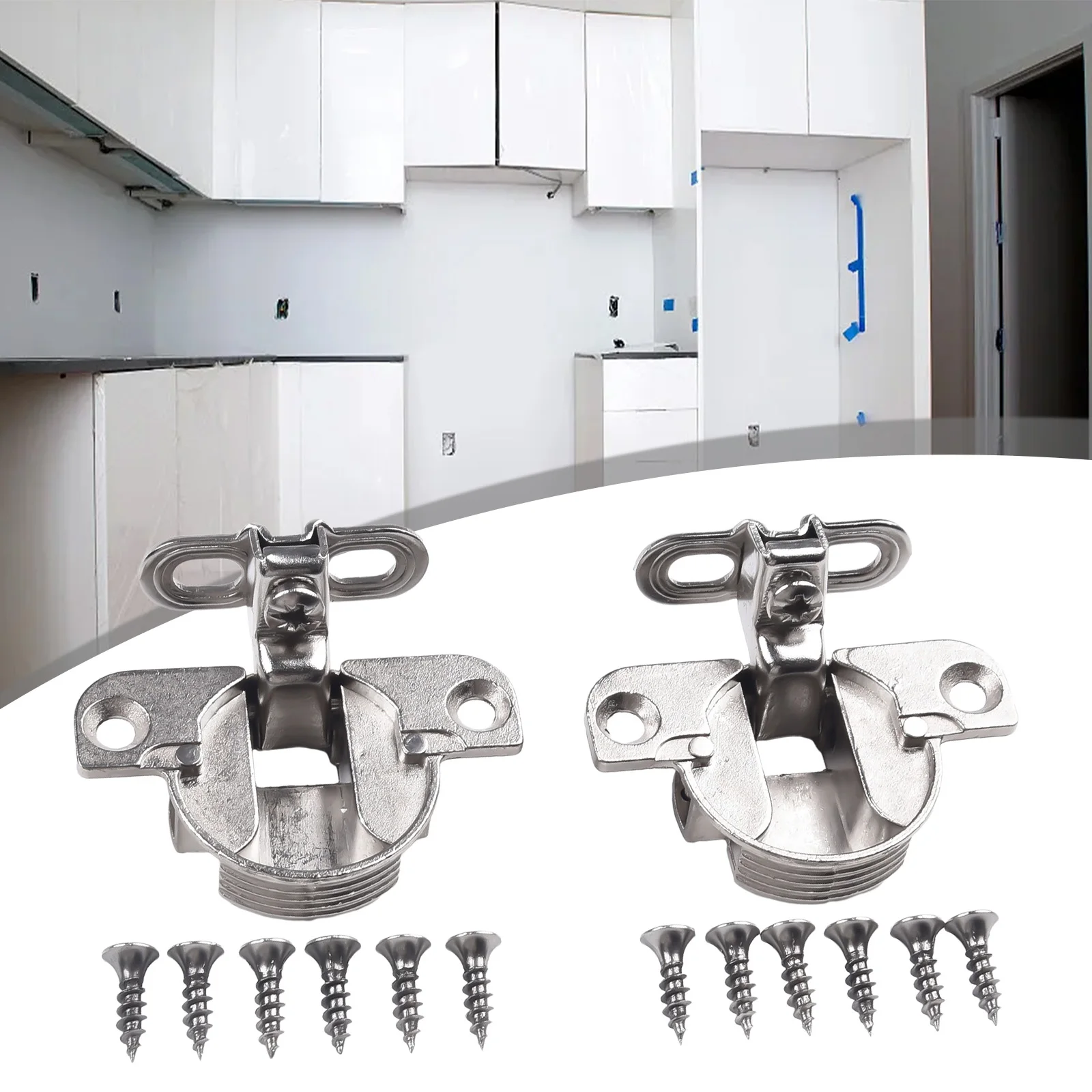 

2pcs Cabinet Door Hinge Side Panel 97 Degree Cup Inner Sliding Door Hinge Concealed Flat-Mounted Bury Hinge Furniture Hardware