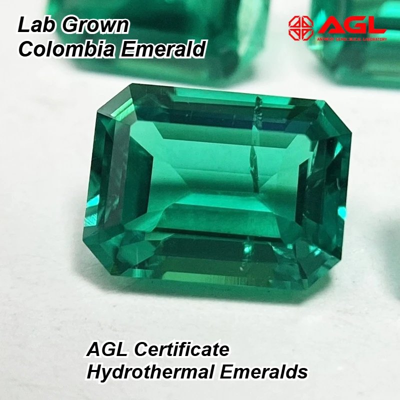

Top Lab Grown Colombia Hand Cutting Emerald Cut Hydrothermal Emeralds Full-size For Jewelry Making Selectable AGL Certificate
