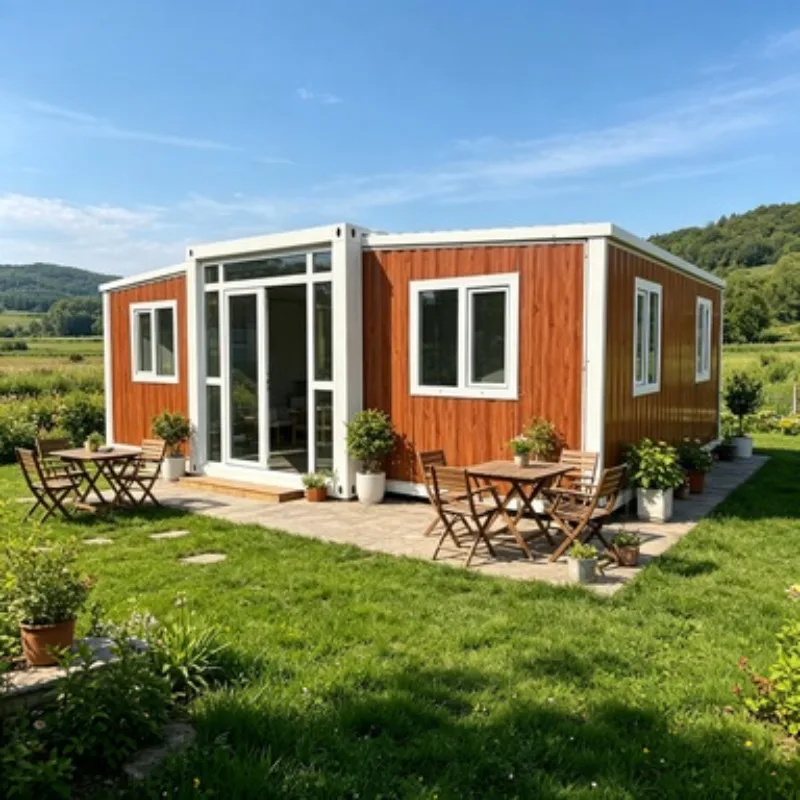 Luxury Modern Folding Container House Prefab Villa With Glass Wall