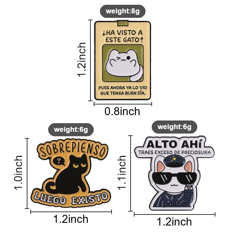 Cute Spanish Cat Badge Cartoon Black Kitten Enamel Pins Fashion Lapel Metal Brooches Backpack Clothes Jewelry Gift for Friends