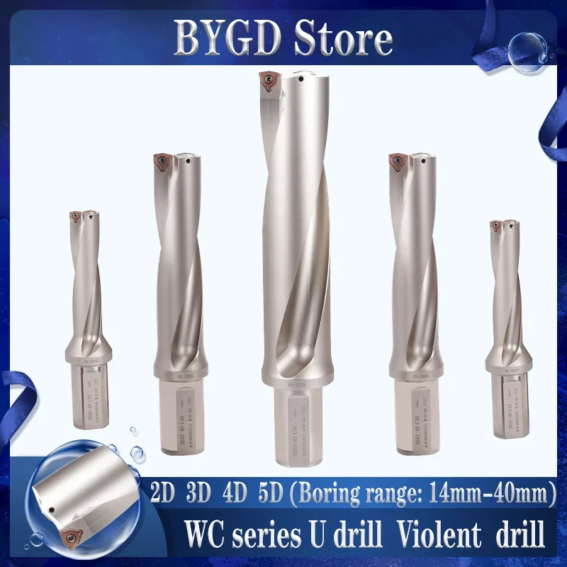 BYGD Высококачественное сверло серии WC, сверло по металлу C20 C25 C32, 14–40 мм, глубина 2D 3D 4D 5D, сверло со вставками из твердого сплава WCMT