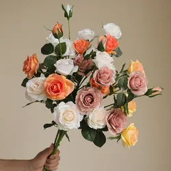 72CM Artificial 6-head Tactile Moisturizing Rose Home Decoration Living Room Artificial Flower Photography Prop