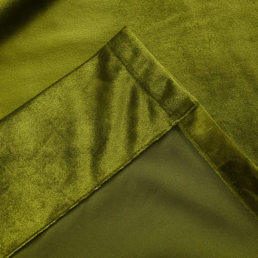 Olive Green Velvet Curtains, 108 Length, 2-Panel Set, Insulated for Living Spaces
