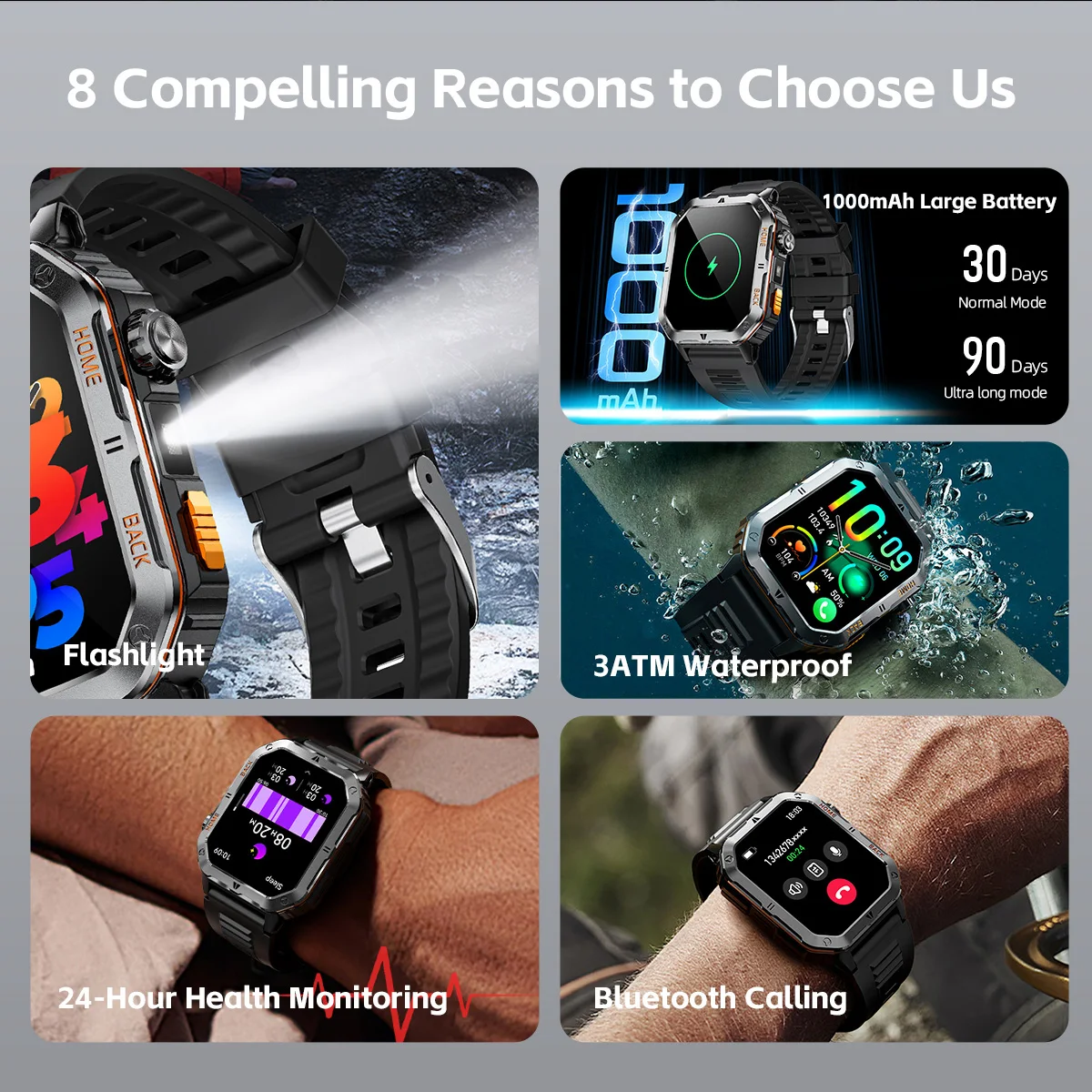 Relojes inteligentes deportivos con batería grande de 1000mAh para hombre, nuevo reloj inteligente de alta gama, reloj electrónico Android 2025 para Xiaomi y Huawei