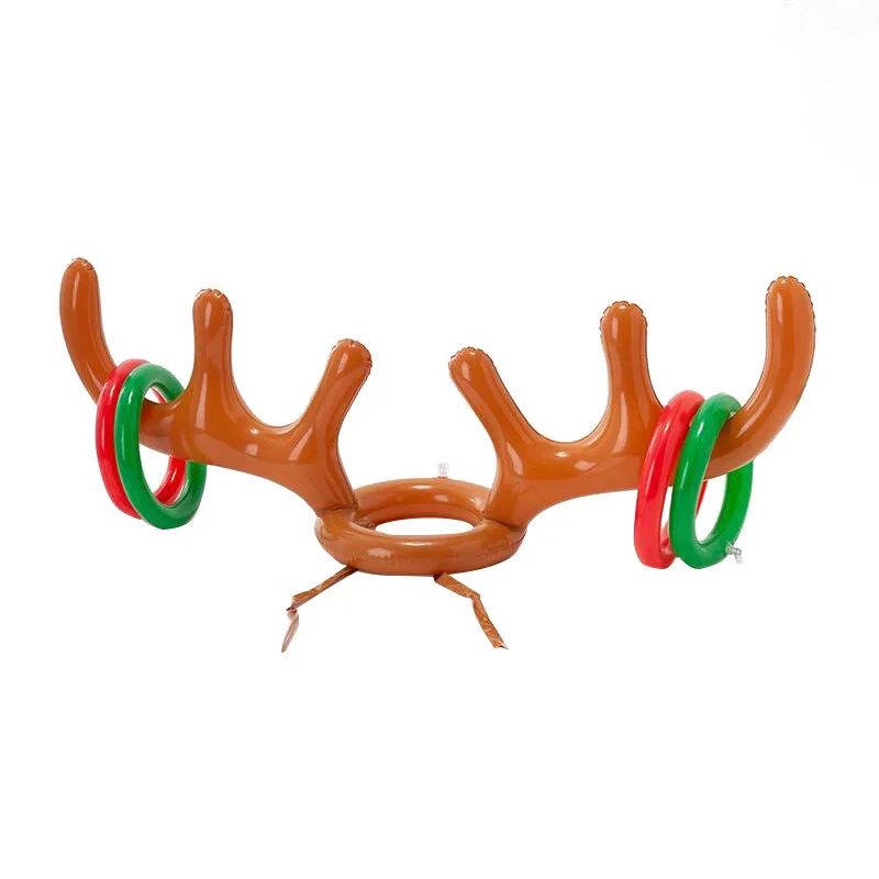 1 Set of Christmas Games Inflatable Reindeer Antlers Throwing Ferrule Christmas Gifts for Kids New Year Christmas Party Outdoor