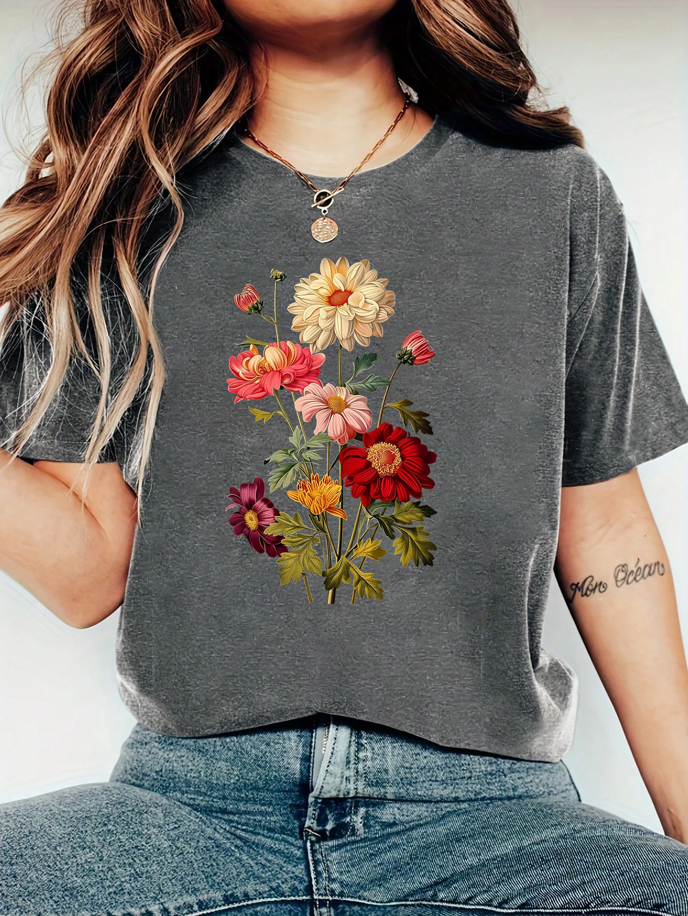 Harajuku Flowers and Plants Vintage Women T Shirt Short Sleeve Crew Neck Summer Tshirt Tops for Women Clothes