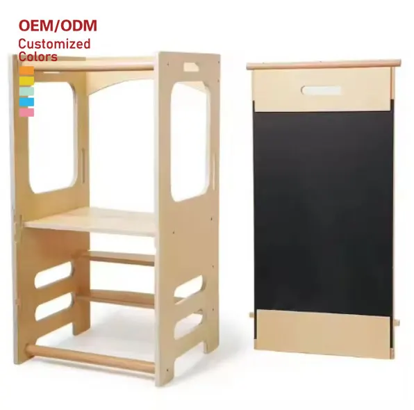 

Custom The New Wooden Children's Stool Infant Kitchen Assistant with Adjustable Height Infant Hand Washing High Chair Can Be Who