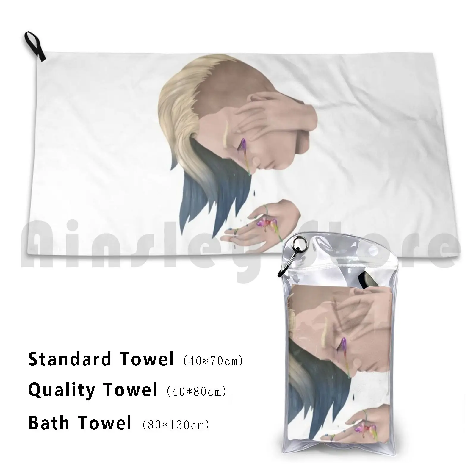 Creative Blood , Bleeding Tears. Custom Towel Bath Towel Blood Tears Creative Creativity Dyed Dyed Hair Girl