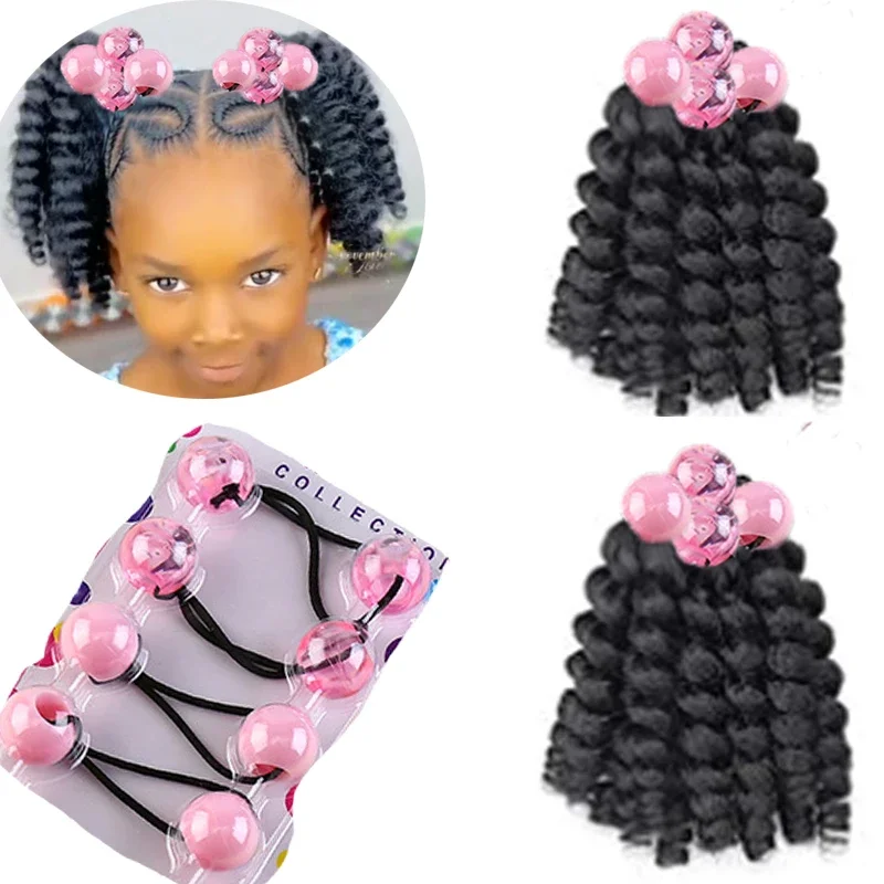2pcs Large 20MM hair beads ponytail accessorie for kids 7inch box braid elastic hair extension synthetic with big bubbles balls