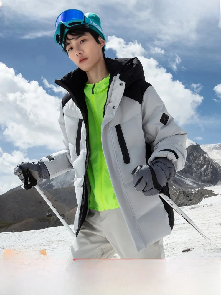 

Мужская утепленная пуховая куртка Snow Flng 2026 для активного отдыха, альпинизма, морозостойкая, модная, теплая рабочая одежда из полиэфирного волокна