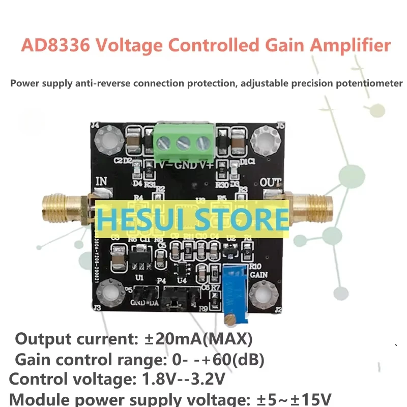 AD8336 Voltage controlled Gain Amplifier module VGA manual/program-controlled gain 60dB wide dynamic gain adjustment