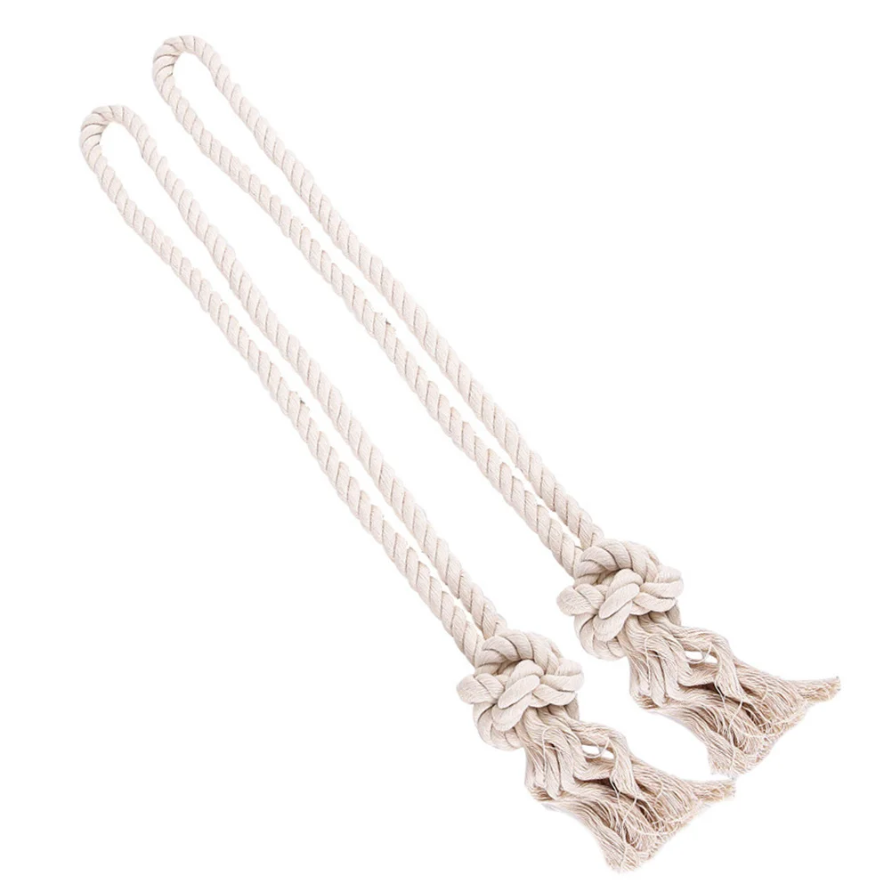 

2Pcs Retro Curtain Rope Tiebacks Cotton Handmade Knitted Tassel Curtain Buckles Rustic Home Decoration Cotton Rope Tieback